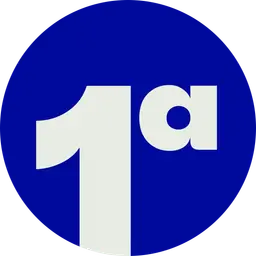 logo oficial do Primeira Versão, é o número 1 em branco com fundo azul escuro
